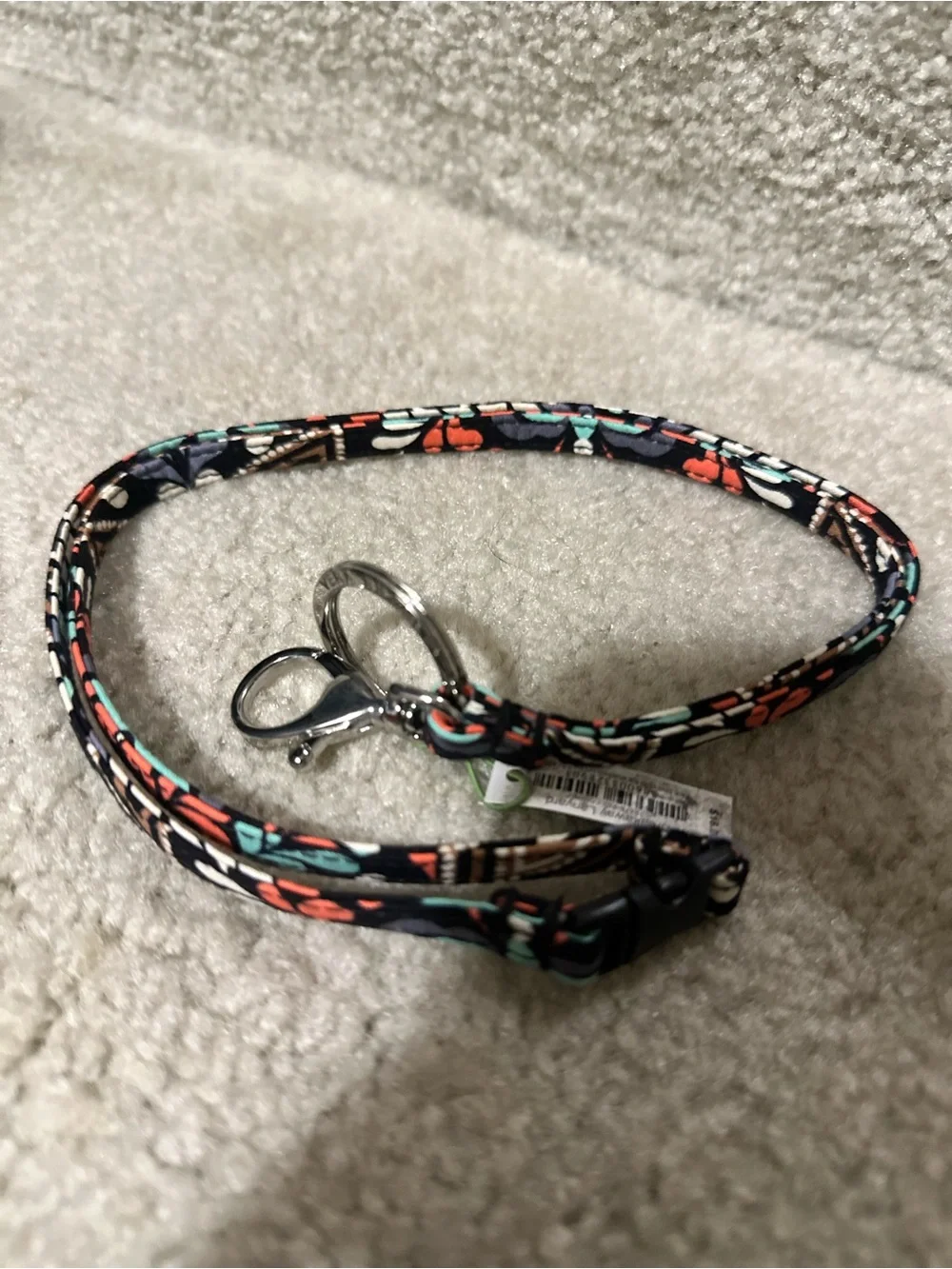 Vera Bradley Sierra Breakaway Lanyard with Coral and Teal Accents